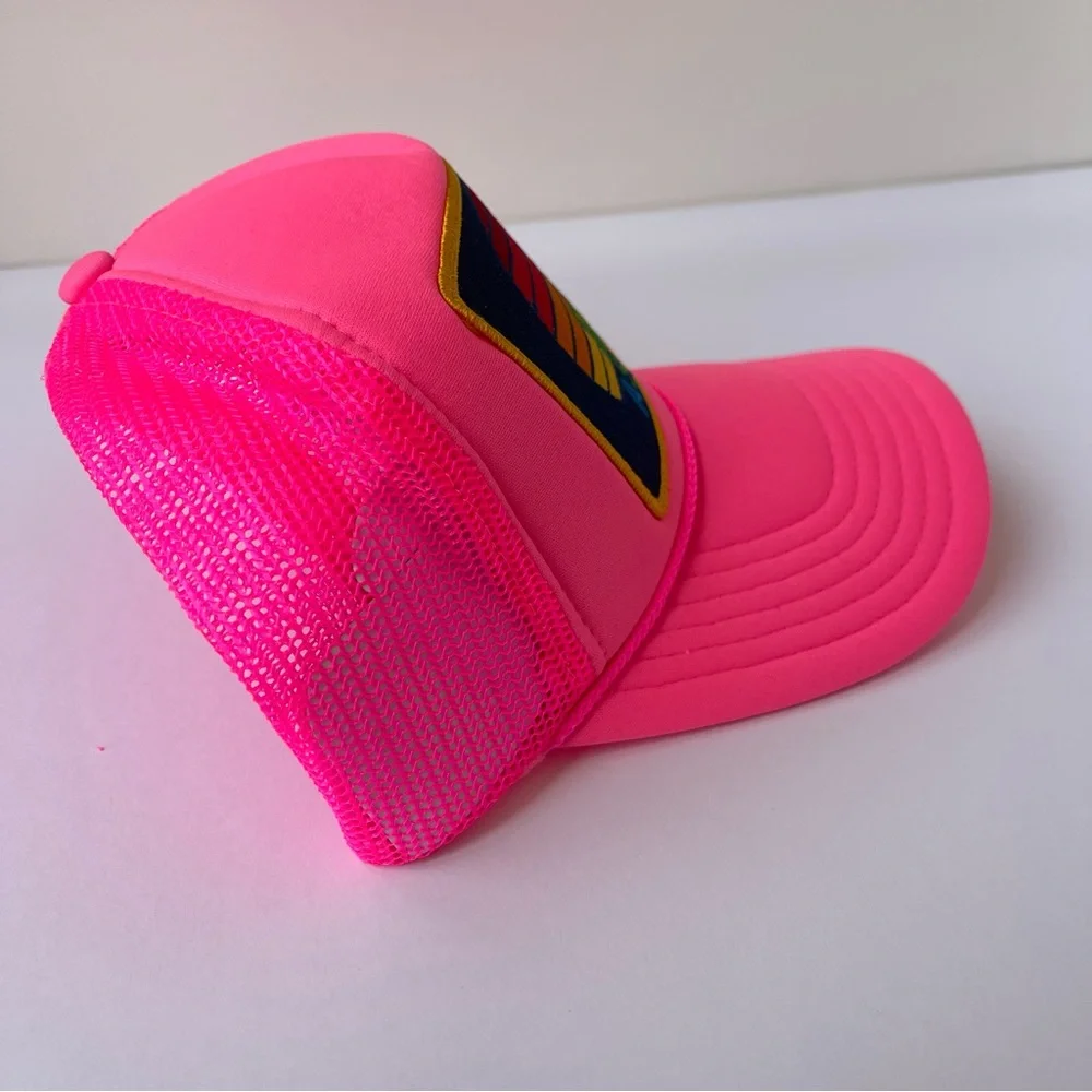 NWT Aviator Nation Pink Trucker Hat Aspen Sunset Rainbow embroidered patch - Picture 9 of 16